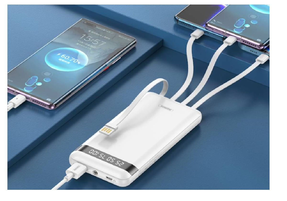 Remax 10 000Mah Power Bank Fast Charging - Built In Cables