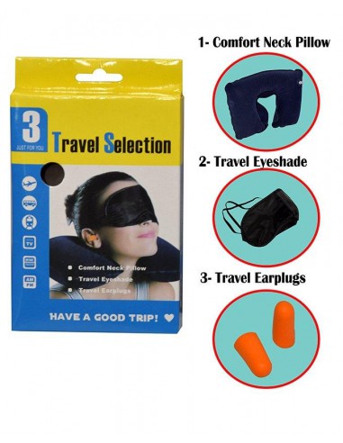 3 in 1 Travel Selection Comfort Neck Pillow, Eye Shade Mask & Ear Plugs