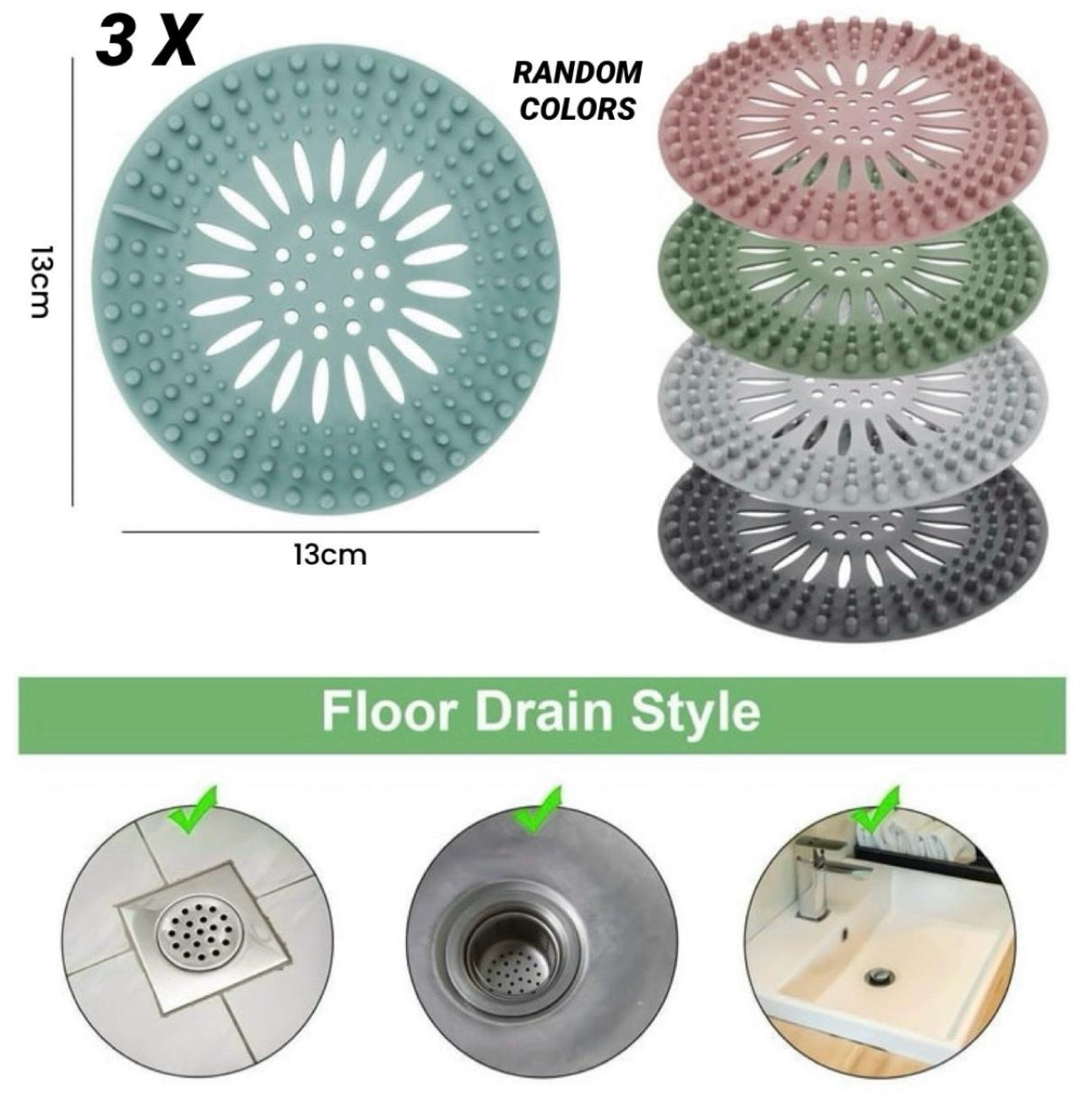 Silicone Drain Catcher(3pc)