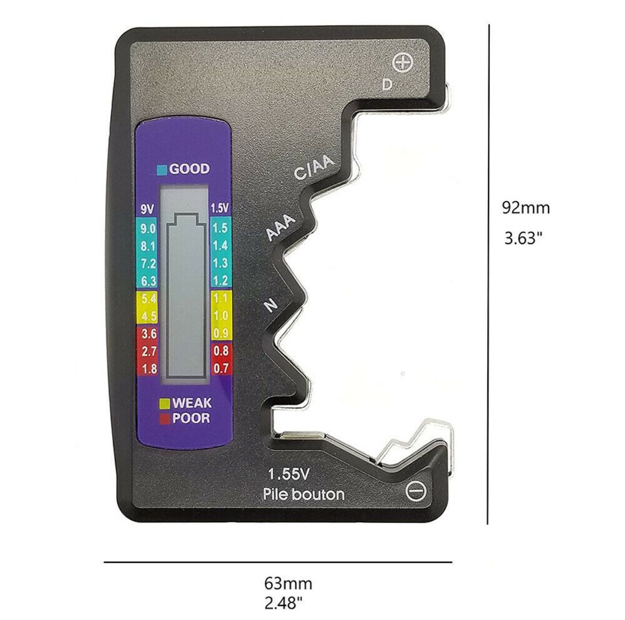 Universal 1.5V Digital LCD Tri-Color Battery Tester Checker Detector