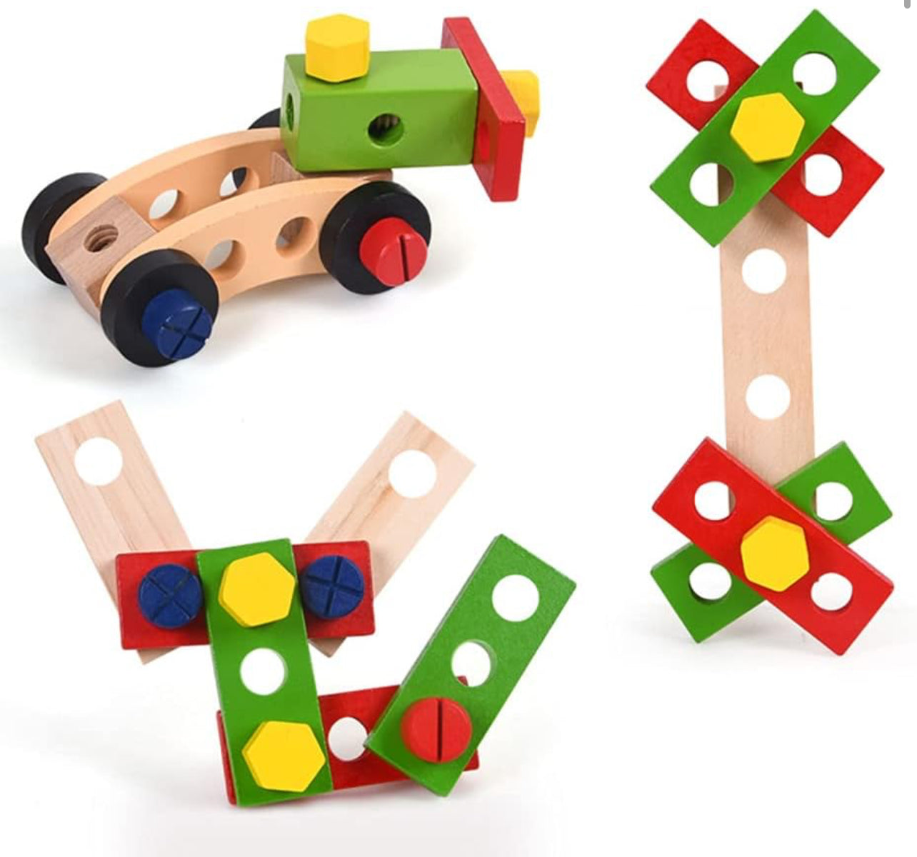 Wooden Realistic Play Set with Box Case and Tool Accessories Included Colourful and Fun Design for Children-37pc Set