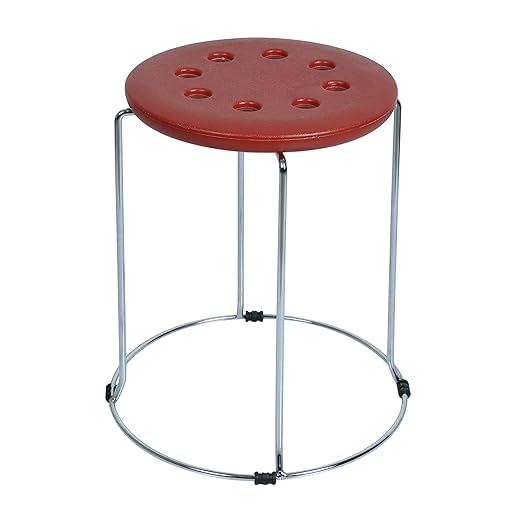 Home And Office Stainless Steel Stool With Round Plastic Top Seat