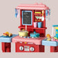 2 IN 1 B/O Mist Spray Happy Kitchen Toys Cooking Kitchen Cabinet Table Toy Big Toy Kitchen Set