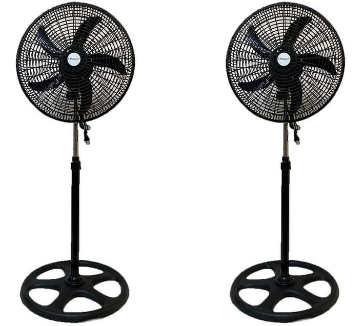 Lexuco 18'' Adjustable Pedestal Floor Fan set of 2 B 300 mm 5 Blade Pedestal Fan (Black, Pack of 2