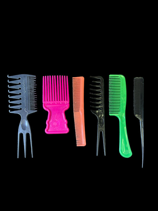 Assorted Salon Comb Set - Pack of 6