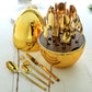 24 Pieces Stainless Steel Cutlery Set With Stand Egg Shape