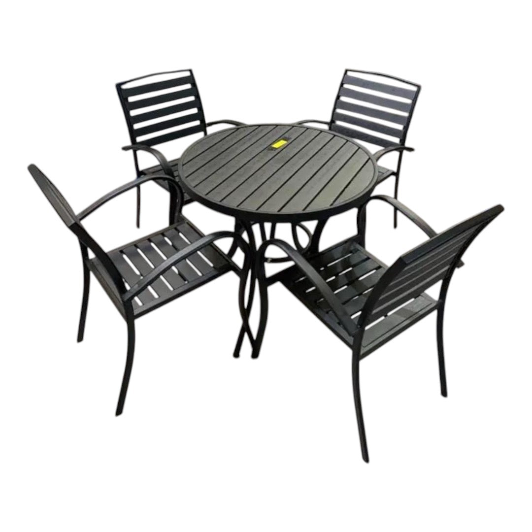 5pc Seater Round Patio Dining Set Black