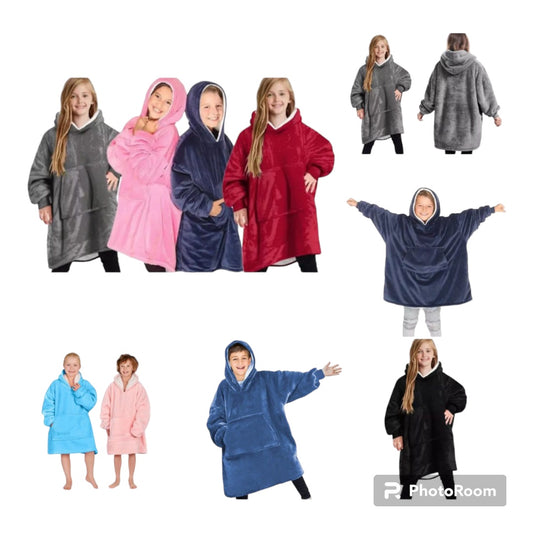 Kids Winter Hoodie Blanket - Various Colours