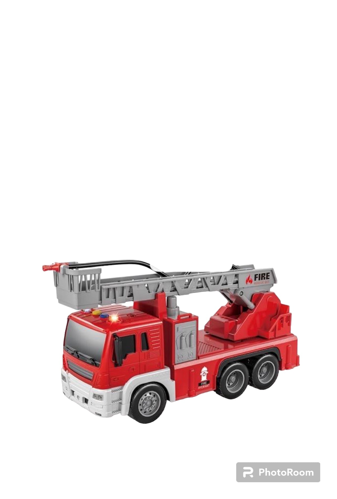 Fire Truck Toy Jumbo Friction Powered Fire Engine Truck with Lights and Sounds/Sirens, Rescue Boom, and Water Pump Hose to Shoot Water 1:16scale