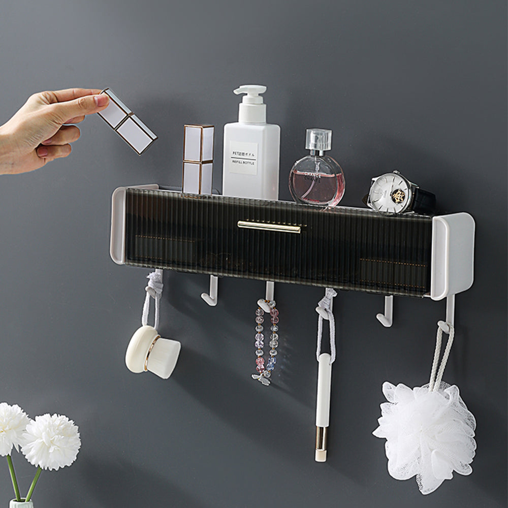 Multi-functional Wall Mounted Storage Organizer Shelf Rack with Pull Out Drawer For Bathroom Kitchen