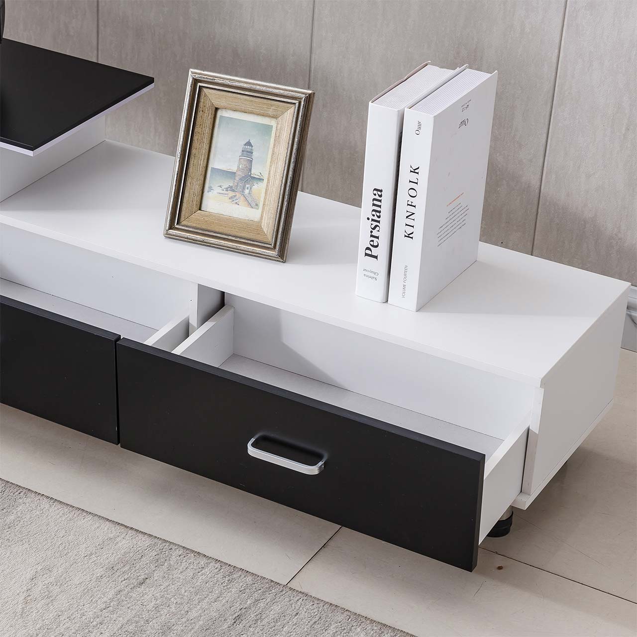 Modern TV Stand/Coffee Table – Black + White