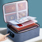 Large Capacity Files Storage Bag Double three Layer Passports Organizer Bag With Lock Three Layers Navy Blue