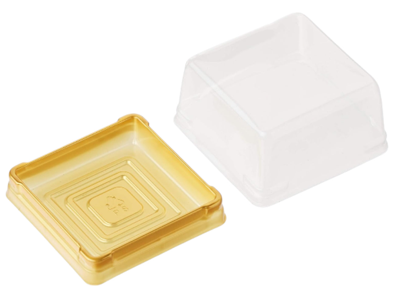 50Pcs Square Plastic Dessert Containers With Gold Base - Transparent