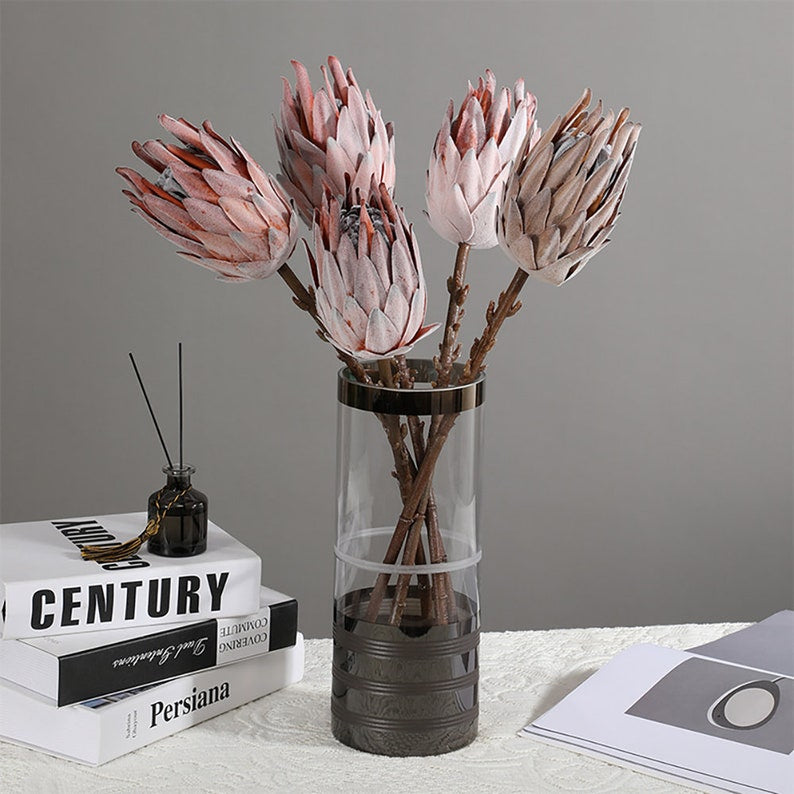 6 Realistic Artificial Protea Flowers