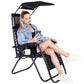 Sun Lounger Recliner Chair With Canopy Sunshade