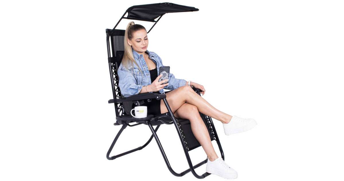 Sun Lounger Recliner Chair With Canopy Sunshade