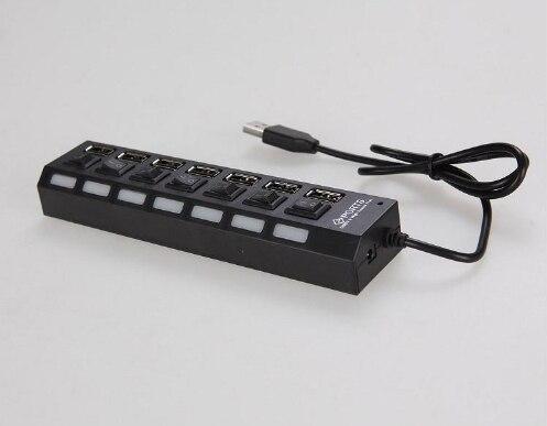 7-Ports LED USB Hub Splitter On/off Switch Adapter