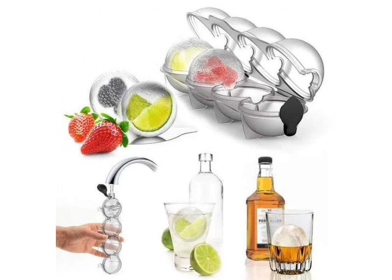 Bar Visor - Round Sphere Cube Ice Ball Maker Food Grade Mould - 4 Ice Balls