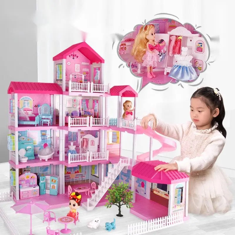 New Big Size Girls Princess Villa Toy Handmade Doll House Castle