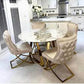 Windsor Round White And Gold Marble Dining Table Set And 4  Dining Chairs