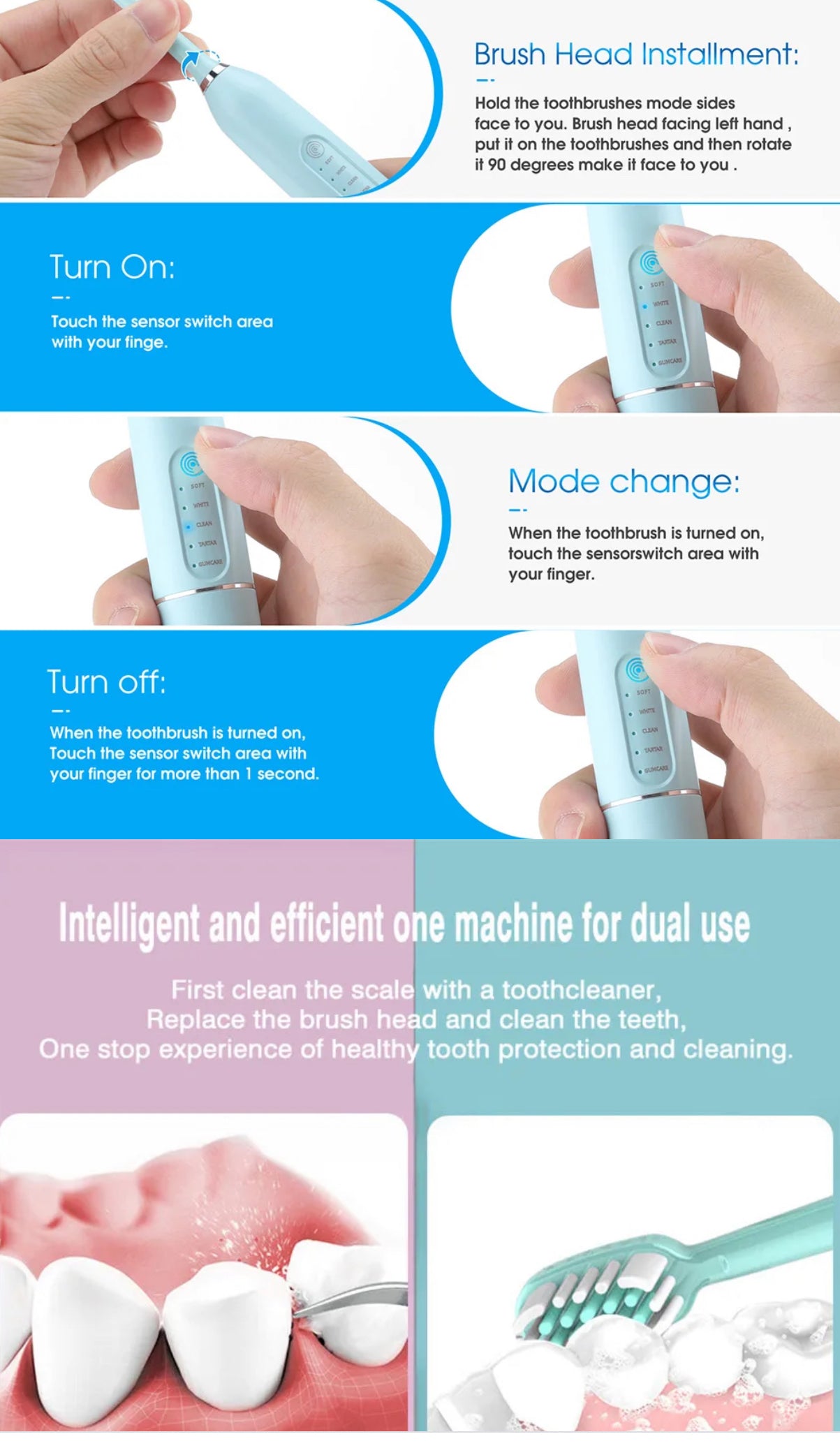 Wireless Electric High Frequency Toothbrush/Dental Scaler