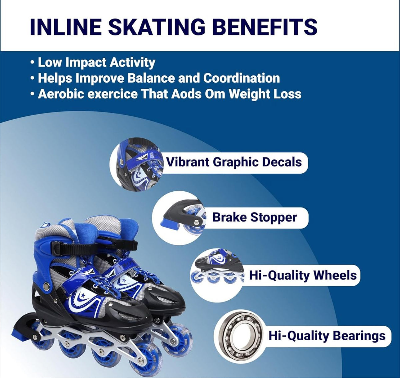 Adjustable Inline Roller Skates for Boys Kids and Girls