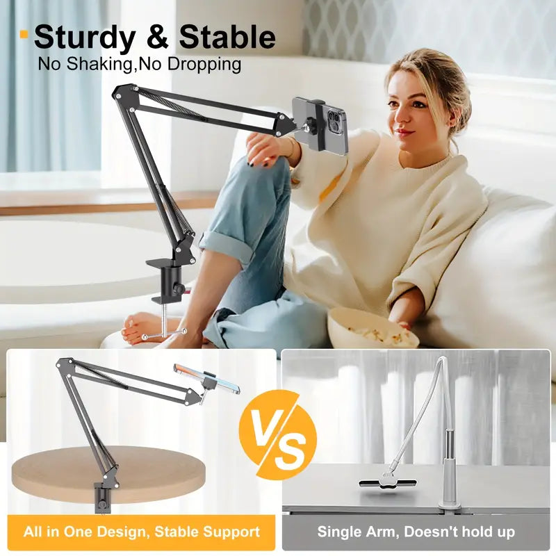 360° Cell Phone Stand Tablet Clamps Rotating Holder Lazy Bracket For Desk Height Adjustable Broadcast Kitchen Bedroom