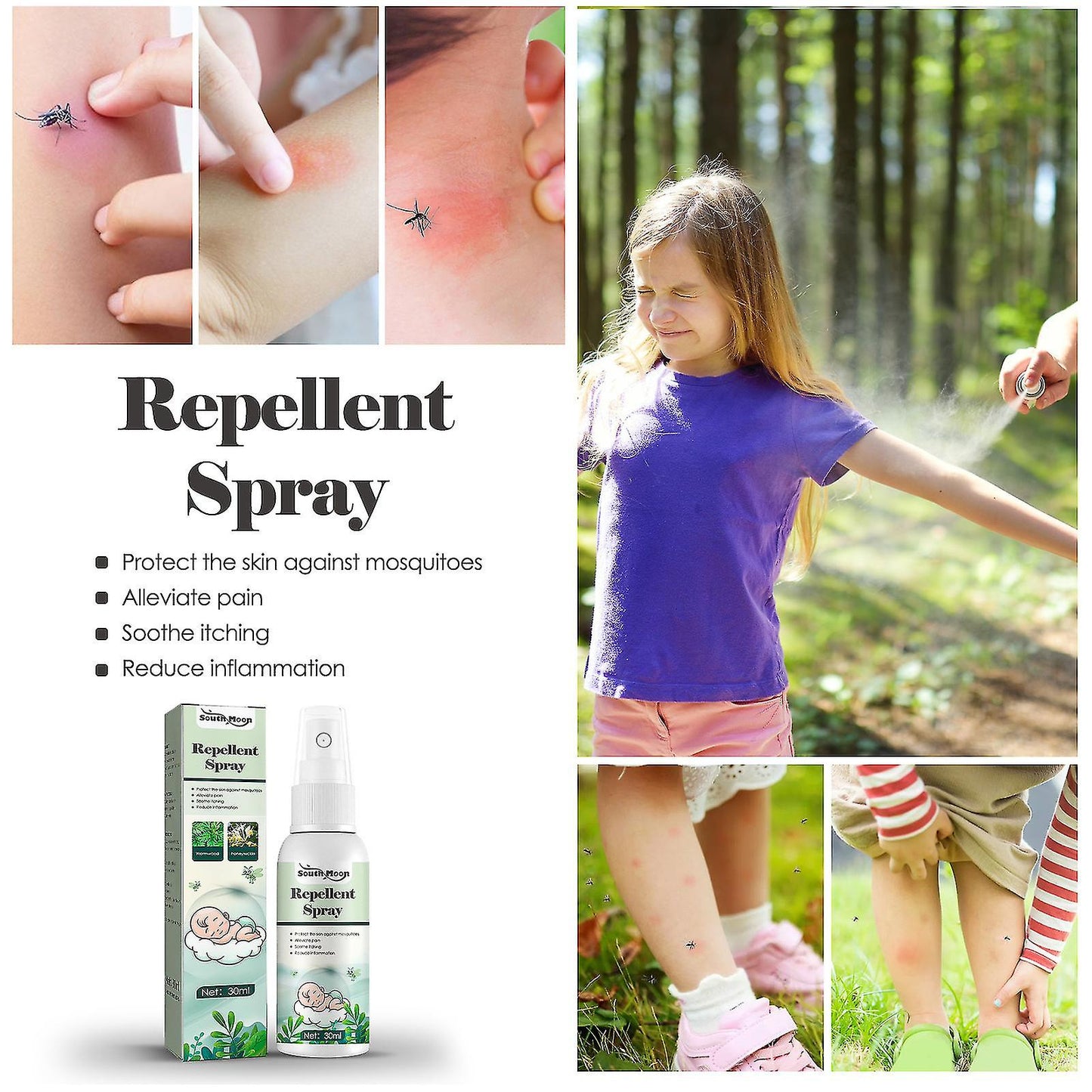 30ml Natural Wormwood Mosquito Repellent Spray For Children Kids Adults