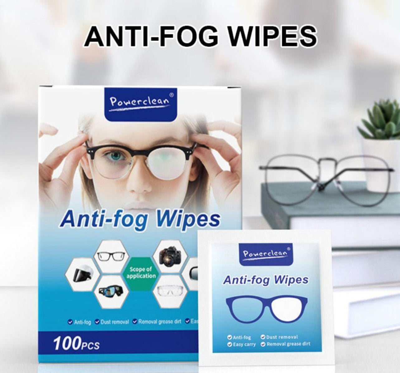 Anti-Fog Cleaning Wet Wipes, 100pcs/Box