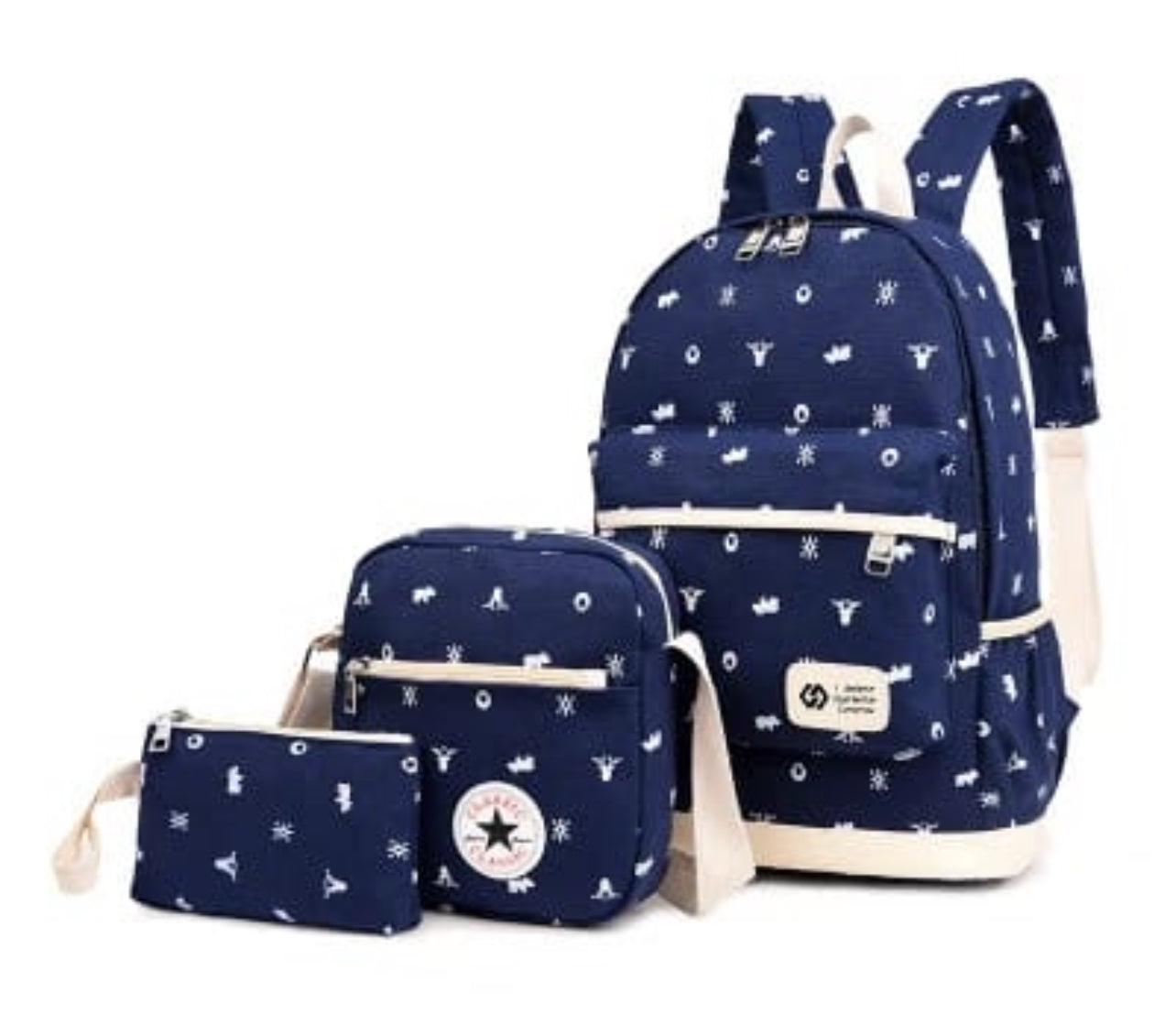 School Bag Set Canvas Backpack Handbag Lunch Shoulder Bags Pencil Cases Casual Daypack 3PCS Backpacks Rucksacks School Bags