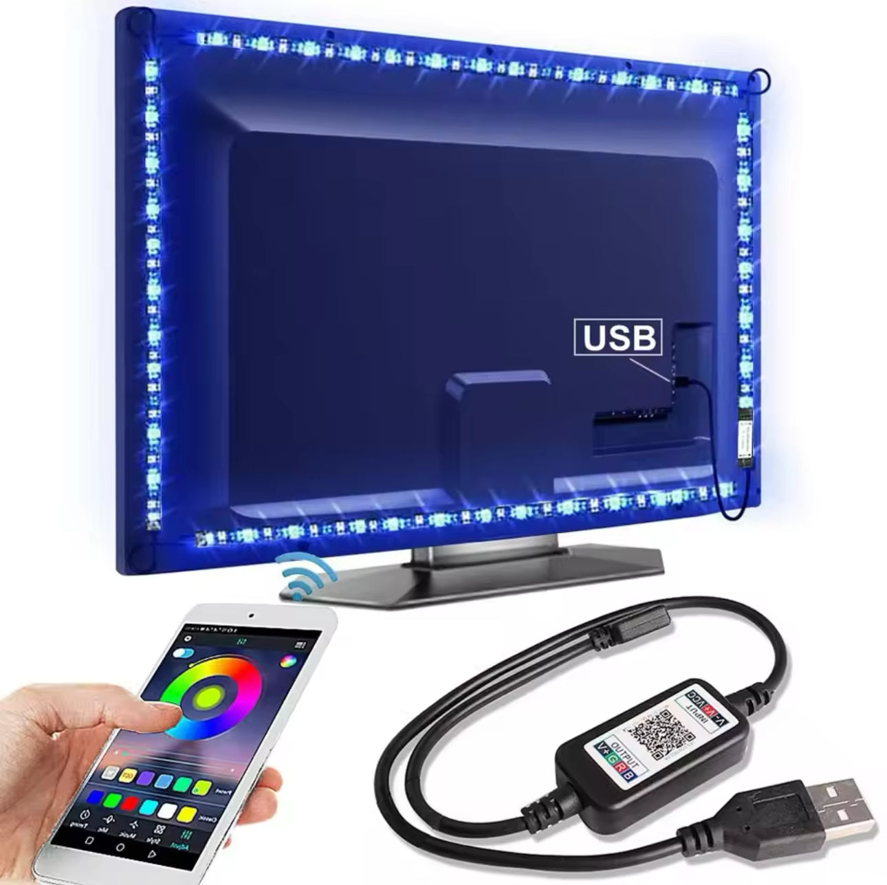 Smart 5V USB Bluetooth Controller 4pin RGB LED Strip Light 4 Pin Connector Phone APP Contrl Tape TV Backlight Decor