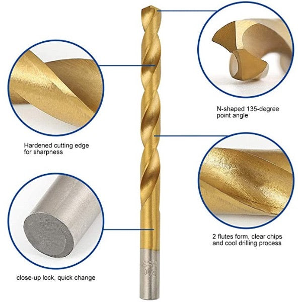 Drill Bit Set HSS Titanium Coated