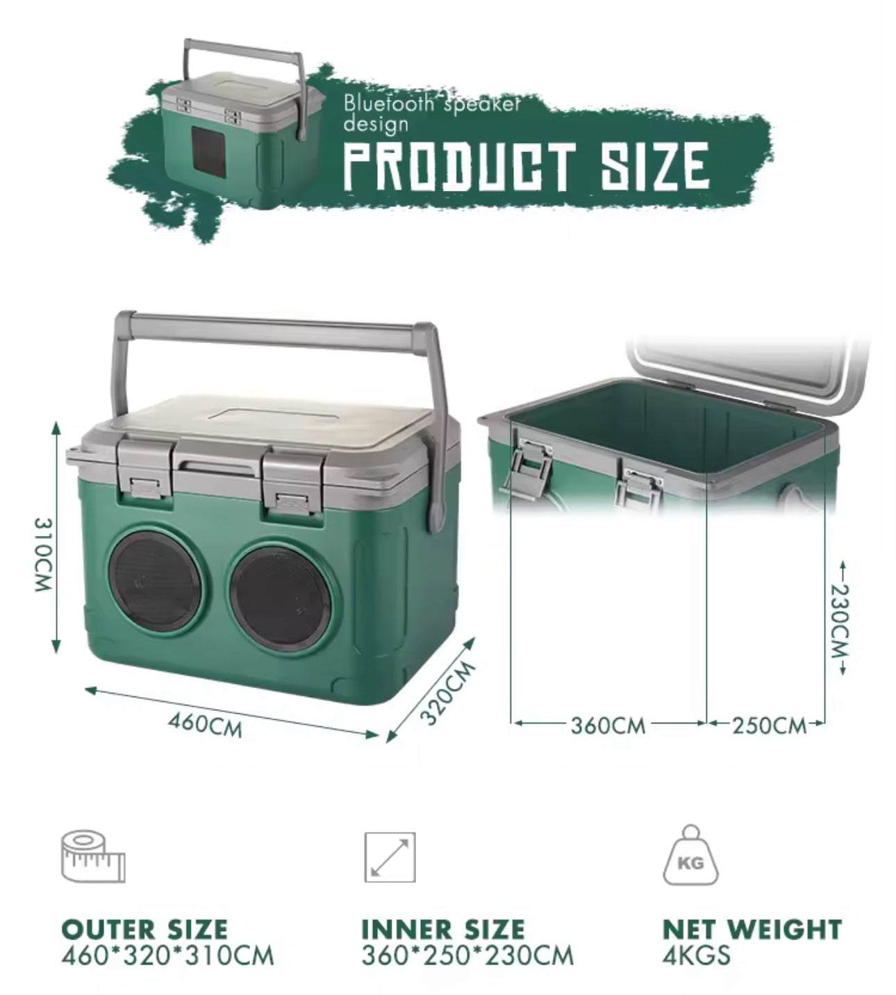 21L Cooler Box with Speaker, Portable PE Insulated Ice Box Cooler-PreOrder Sales Only!