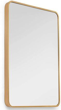 Bathroom Mirror, 60x40cm Brushed Brass Wall Mirror, Rounded Rectangle Mirror for Vanity,