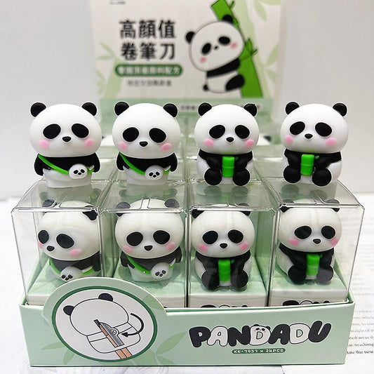 Cute Panda Pencil Sharpener Kawaii Stationery Silicone Single Hole Manual Pencil Cutter Student Kids Gift School Office Supplies