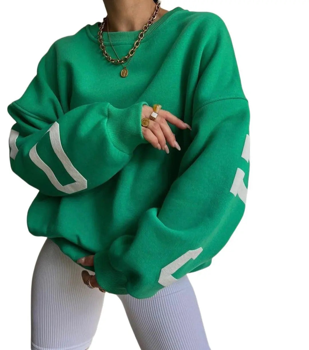 Women's Long Sleeve Baggy Sweatshirt Ladies Fleece Pullover Jumper Top Oversized