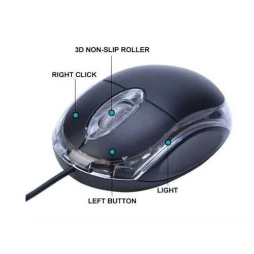 Wired Optical Mouse 1200DPI With LED Light