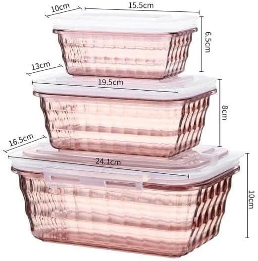 Fridge Container Set of 3 With Lids And Handles