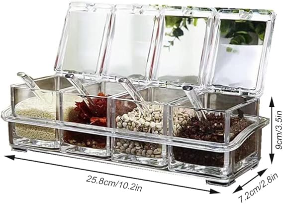 4 Piece Transparent Seasoning Rack Spice Pots