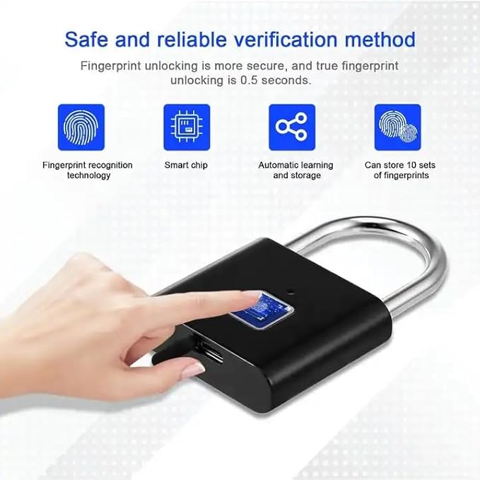 Smart Fingerprint Unlocking Padlock For Home Door