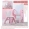 Kids Table and Chair Set 3 in 1 Convertible Children Art Magnetic Easel Kids 60pcs Blocks Table & Pen & Storage Basket for Boys Girls Non-toxic Durable Plastic