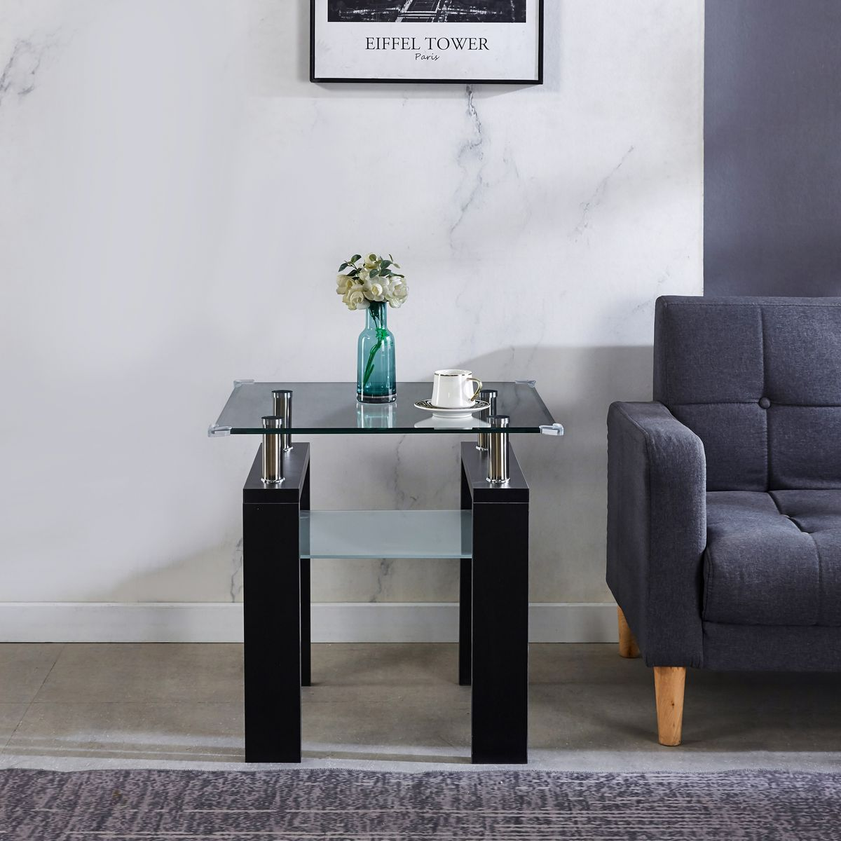 Tempered Glass Tabletop Side Table