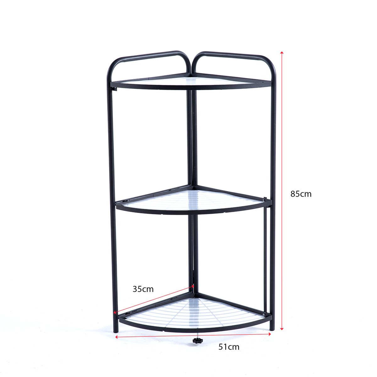 Foldable Corner Storage Shelf Metal Rack with Adjustable Feet