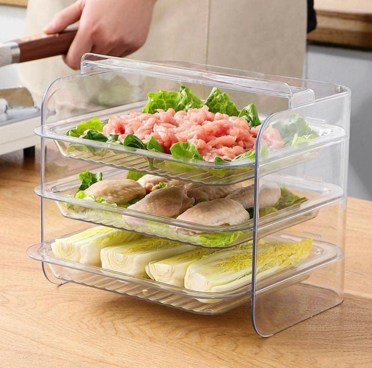 3 Layer Trays Rack Serving Food Stand for Fruit, Vegetable, Meat; Food Preparation Plate Stackable Tray