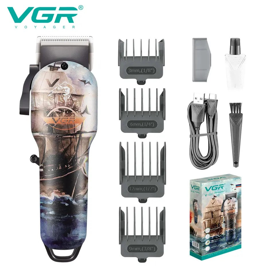 VGR Professional Hair Clipper Barber Hair Trimmer Cordless Hair Cutting Machine Rechargeable Adjustable Trimmer for Men V-690