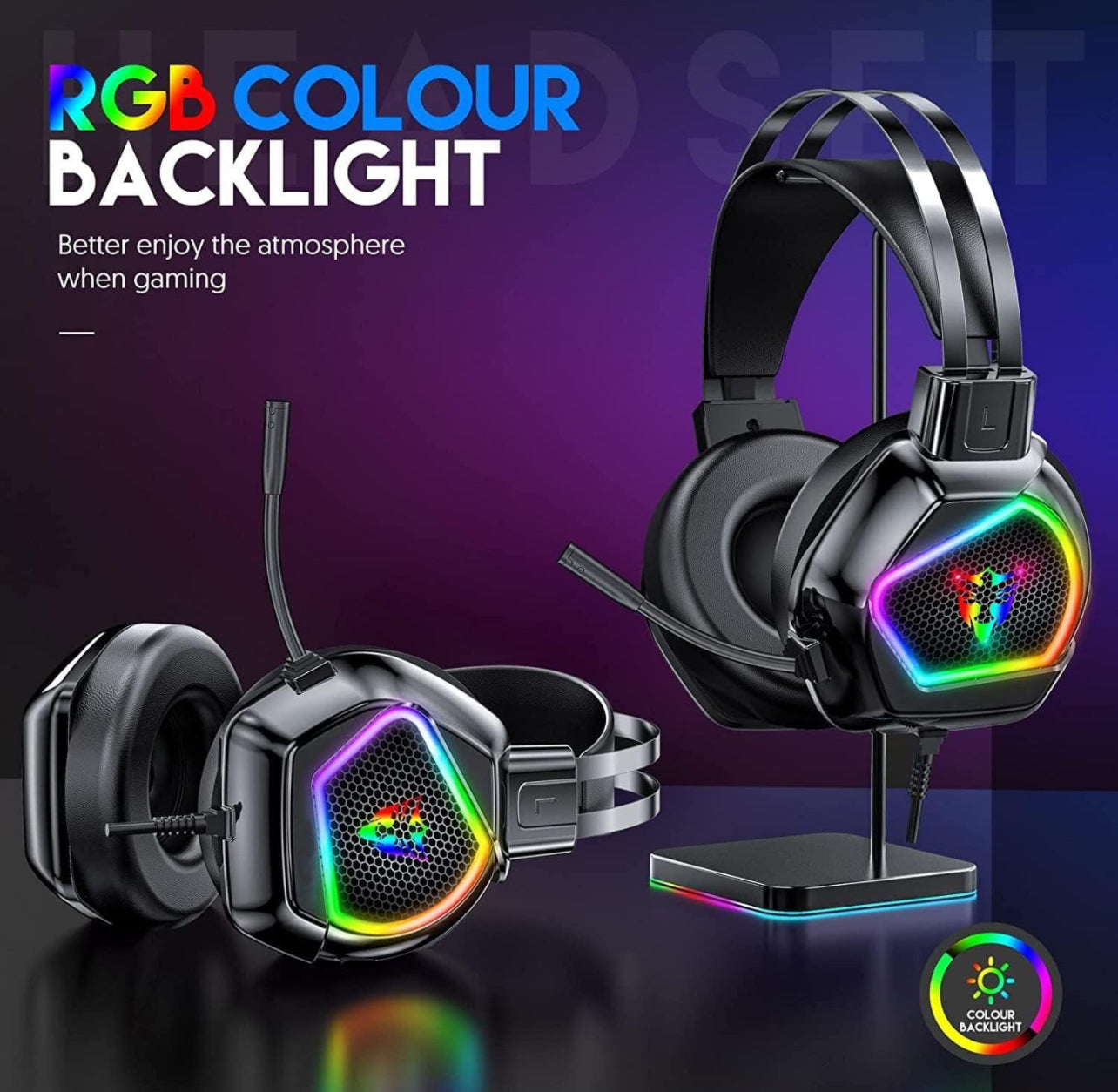 Noise Audio Cancelling Control RGB Headphones Over-Ear USB Mic and Gaming Wired Headse