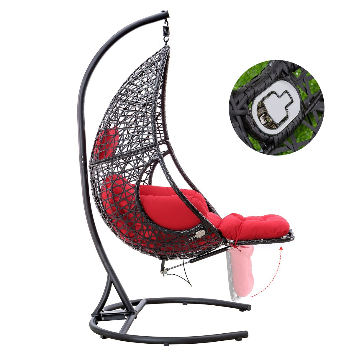 Outdoor Hanging Swing Egg Chair With foot pad