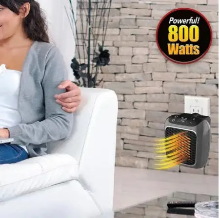 TURBO 800 HANDY SPACE SAVING WALL OUTLET HEATER 800W WITH REMOTE CONTROL