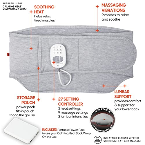 Calming Heat Back Wrap Deluxe by Sharper Image- Cordless Electric Back –  Megamall Online Store