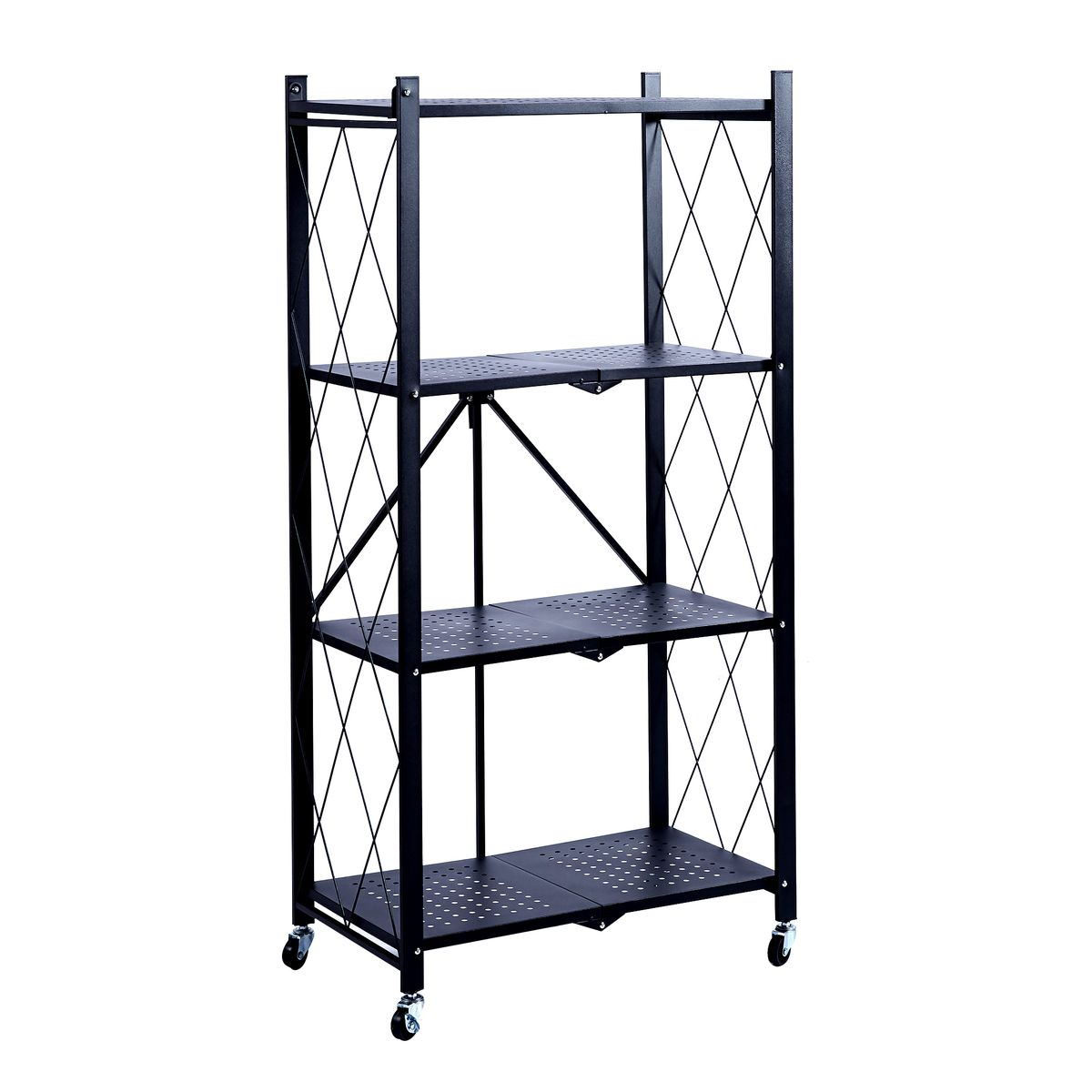 4 Tier Folding Storage Organizing Rack with Wheels